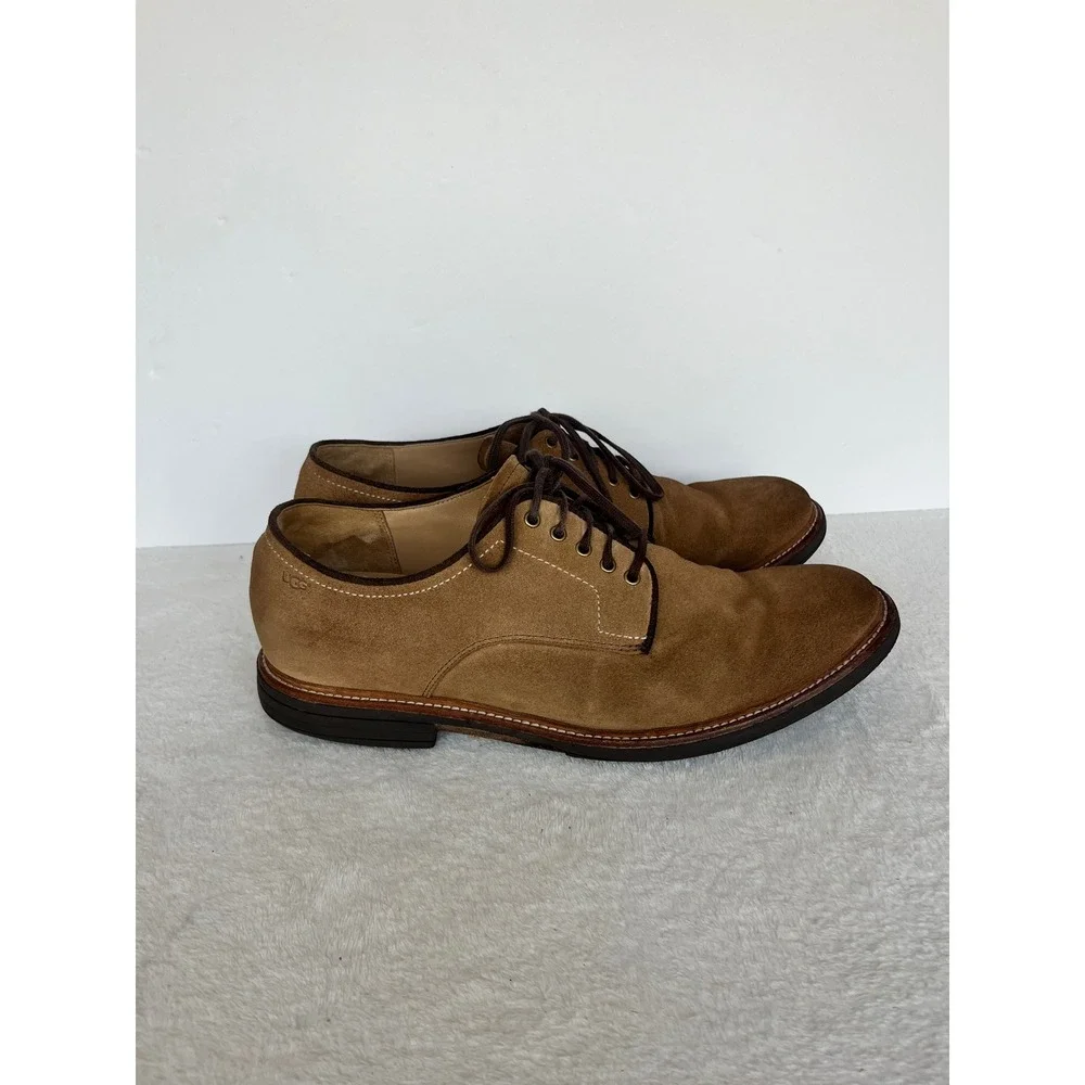 UGG Jovin Oxford Men's 11 Chestnut Buck Suede Derby Shoes Comfort Treadlite Lace